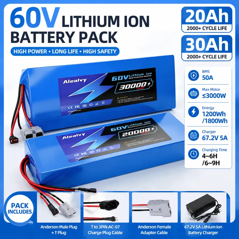 Aleaivy 60V 20AH 30AH 21700 Li - 60V 30Ah 21700 Battery Pack ulasan dan harga