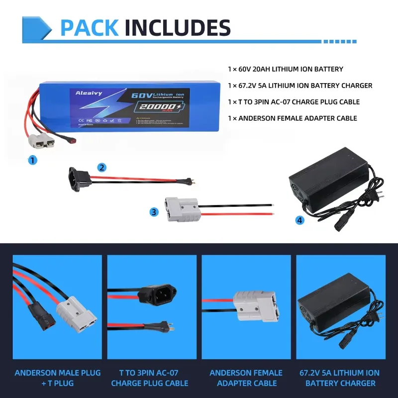 Aleaivy 60V 20AH 30AH 21700 Li - 60V 30Ah 21700 Battery Pack ulasan dan harga